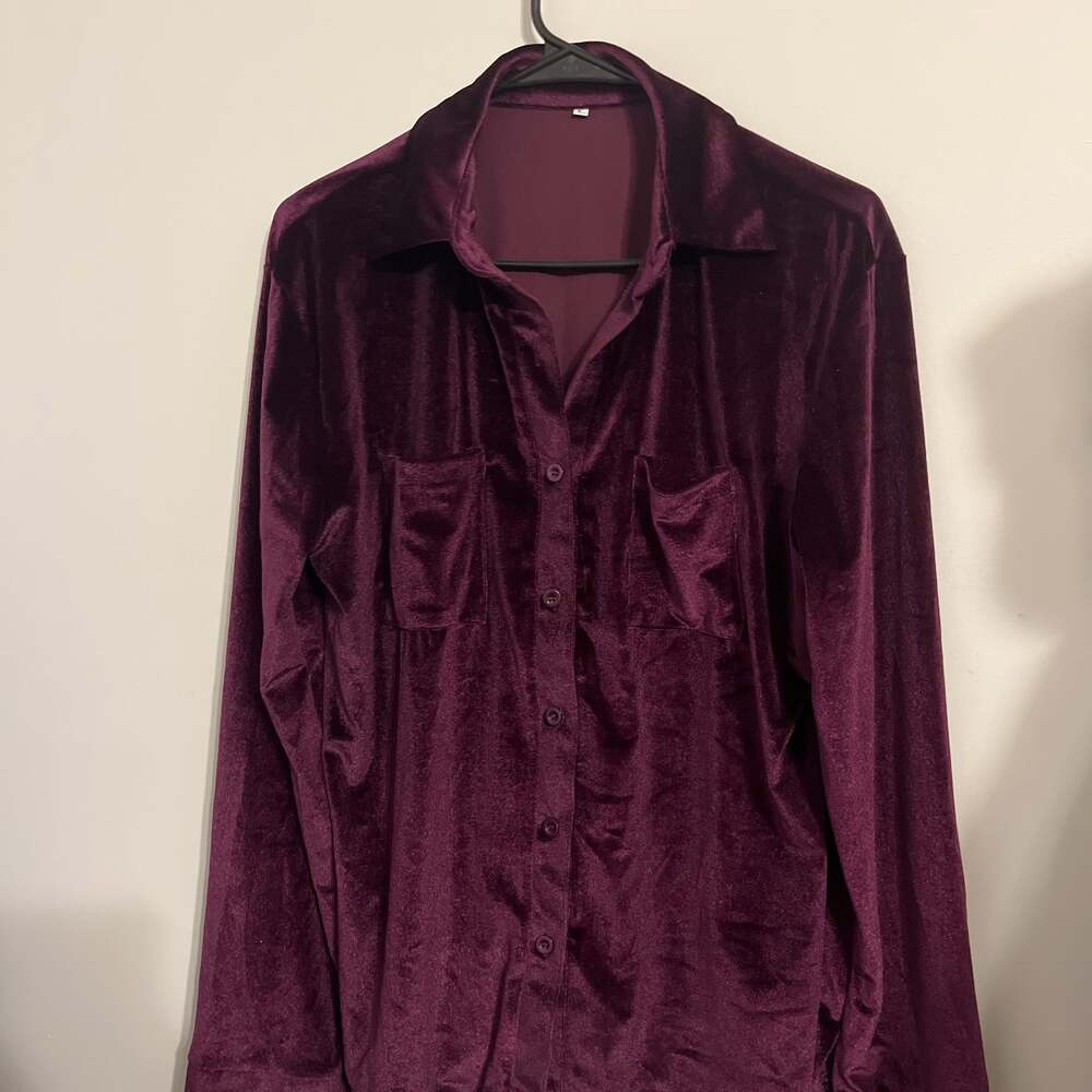 Pilcro Relaxed Velvet Button Down Blouse No Brand tag
